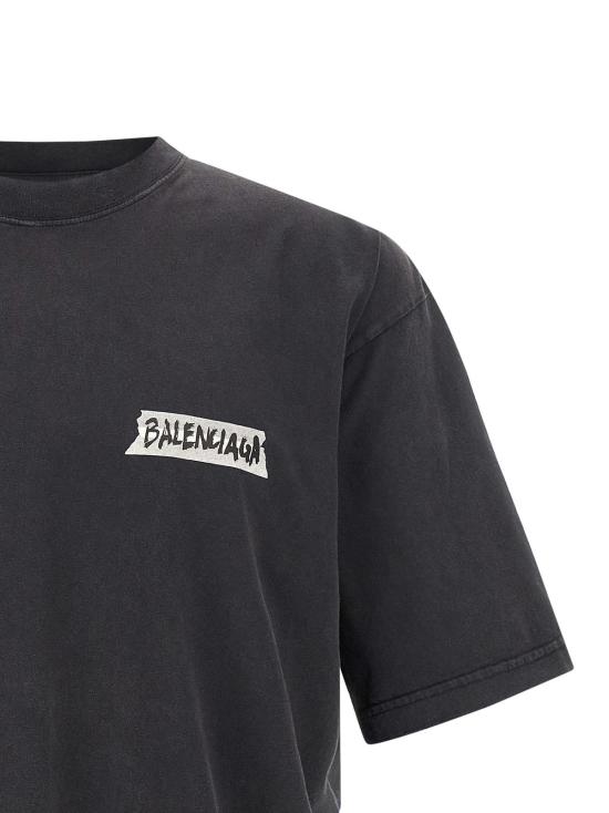  발렌시아가 반팔 티셔츠 마스킹 테이프 티셔츠 블랙 - BALENCIAGA