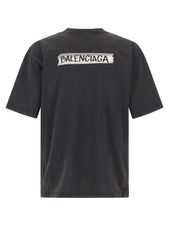 발렌시아가 반팔 티셔츠 마스킹 테이프 티셔츠 블랙 - BALENCIAGA