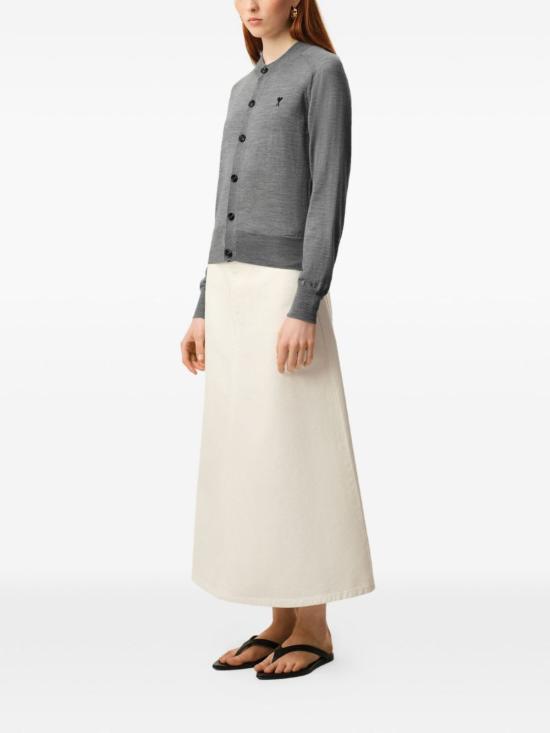  아미 가디건 Ami Alexandre Mattiussi Ami De Coeur 울 카디건 그레이 - AMI