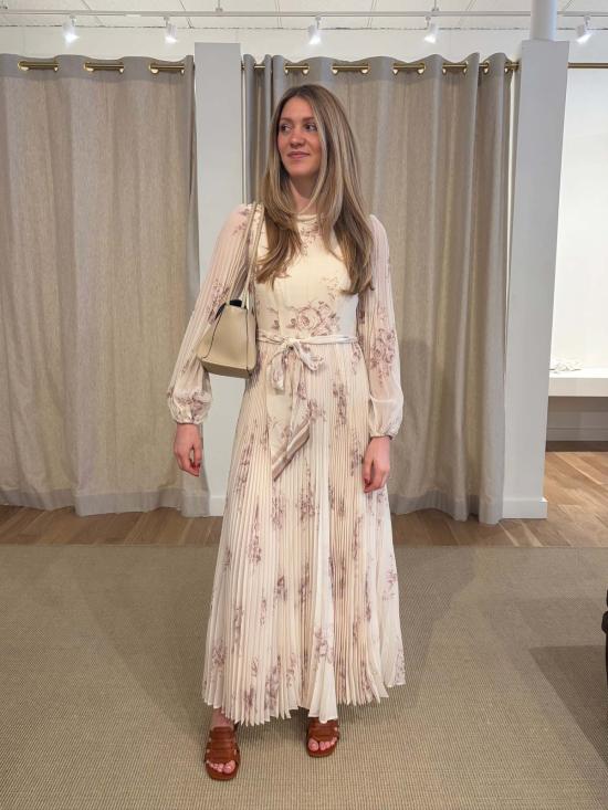  짐머만 미디 원피스 선레이 긴팔 드레스 - ZIMMERMANN