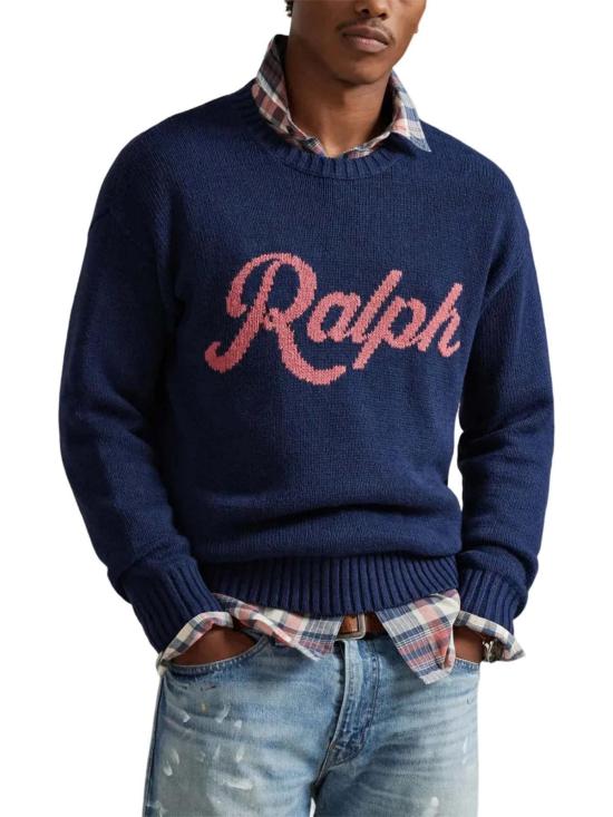  폴로 랄프로렌 스웨터 폴로 랄프 로렌 랄프 로고 크루넥  코발트 - POLO RALPH LAUREN