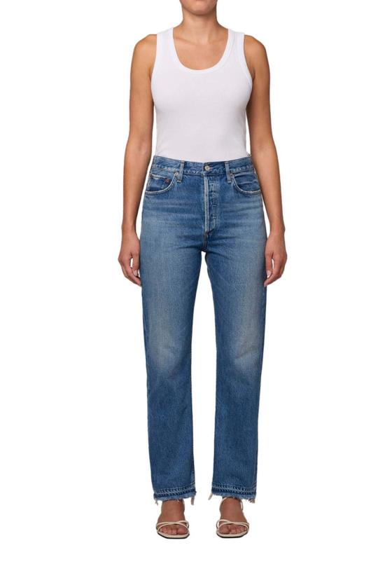  에이골디 데님 팬츠 아골드 90년대 핀치 웨이스트 하이라이즈 스트레이트 진