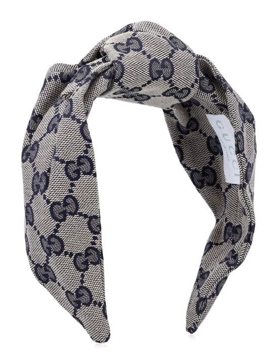  [키즈] 구찌 헤어 액세서리 GG 캔버스 헤어밴드 키즈 베이지/미드나잇 블루 - GUCCI