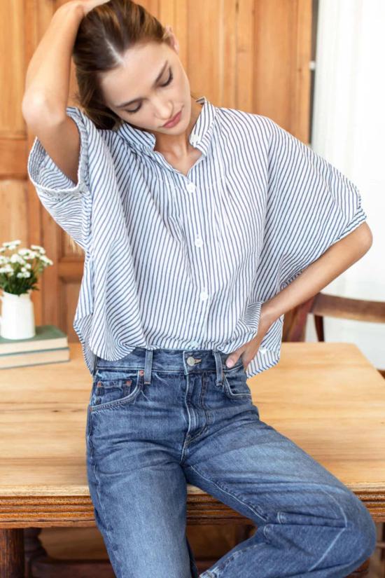  에머슨 프라이 블라우스 만다린 칼라 탑 - EMERSON FRY