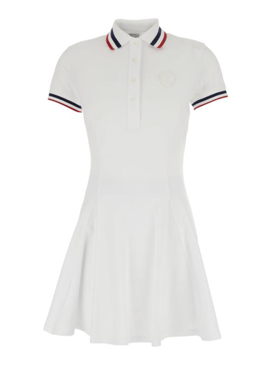  브루넬로 쿠치넬리 숏 원피스 클래식 칼라 미니드레스 (반바지 포함) 면 소재, 화이트 색상