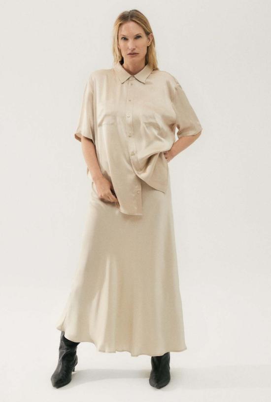  실크 런드리 셔츠 반팔 보이프렌드 셔츠 헤이즐넛 - SILK LAUNDRY