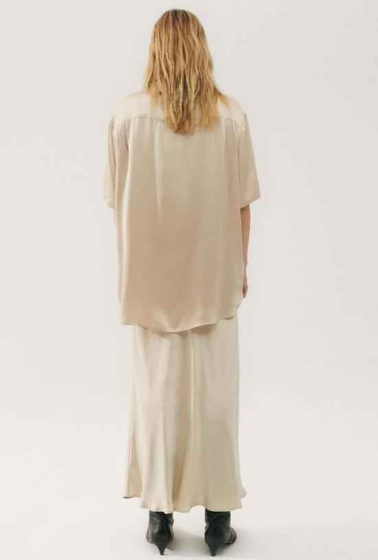  실크 런드리 셔츠 반팔 보이프렌드 셔츠 헤이즐넛 - SILK LAUNDRY