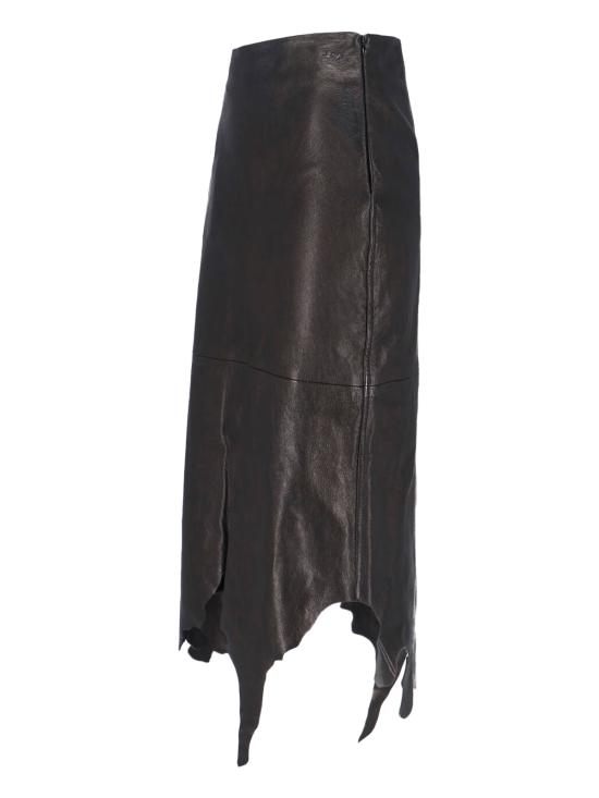 26SS 디젤 L-tron 레더 미디 스커트 A22301 0EGEW 9XX Black - DIESEL