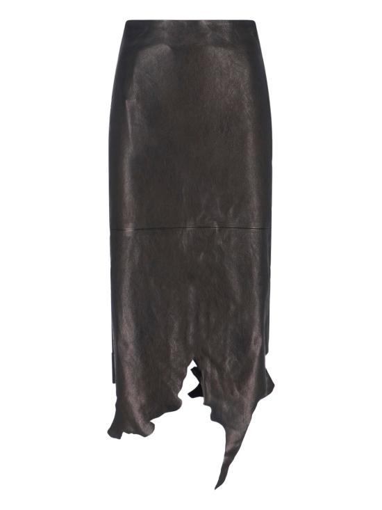 26SS 디젤 L-tron 레더 미디 스커트 A22301 0EGEW 9XX Black