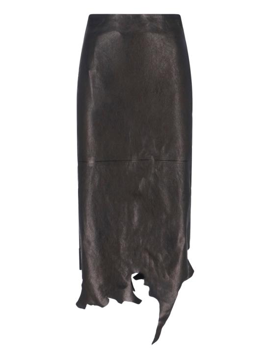 26SS 디젤 L-tron 레더 미디 스커트 A22301 0EGEW 9XX Black - DIESEL