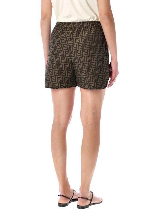  펜디 숏팬츠 FF 자카드 캔버스 쇼츠 토바코 - FENDI