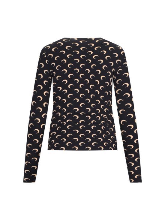 26SS 마린세르 크레센트 문 프린트 긴팔 티셔츠 WTS006A CJER0001 IT99 Black - MARINE SERRE