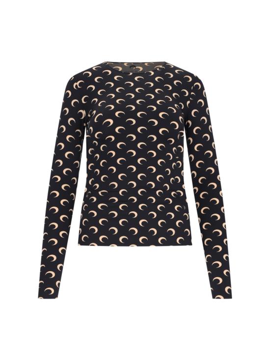 26SS 마린세르 크레센트 문 프린트 긴팔 티셔츠 WTS006A CJER0001 IT99 Black