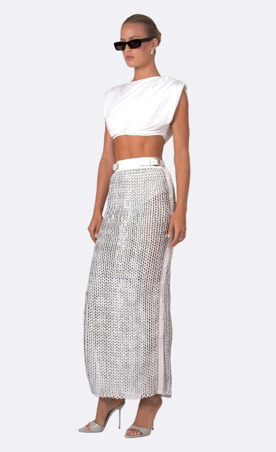  논살란트 레이블 롱 스커트 논샬런트 라벨 페이  화이트 - NONCHALANT LABEL