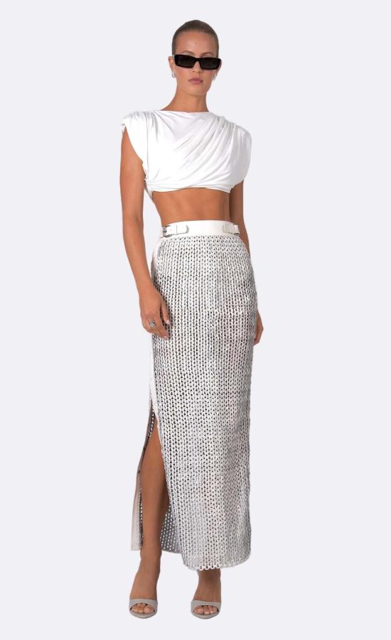  논살란트 레이블 롱 스커트 논샬런트 라벨 페이  화이트 - NONCHALANT LABEL