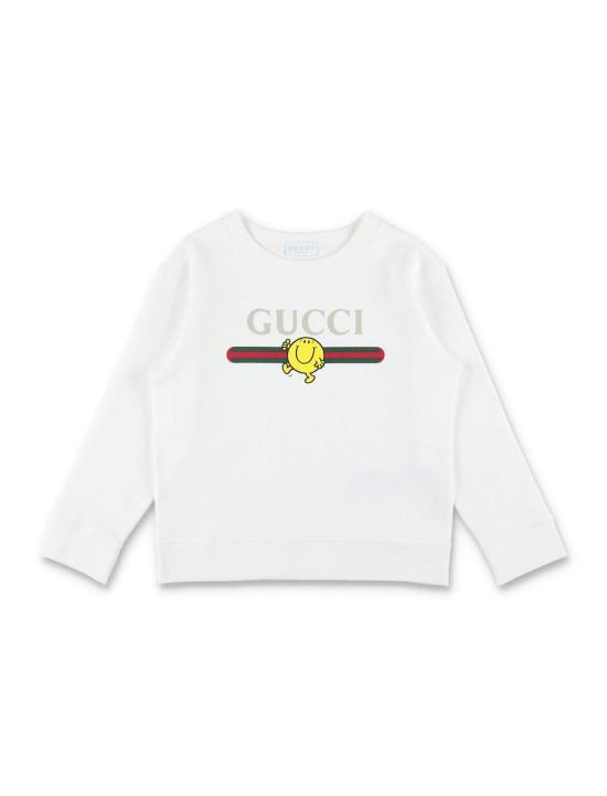  [키즈] 구찌 풀오버 키즈 미스터 맨 리틀 미스 프린트 코튼 스웨트셔츠 새 상품 화이트