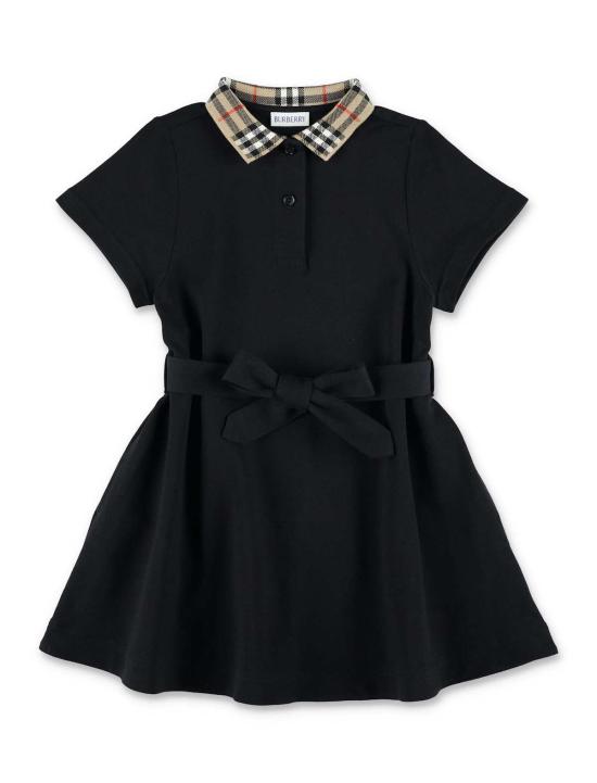  [키즈] 버버리 원피스 키즈 블랙 코튼 폴로 드레스 (체크 칼라)