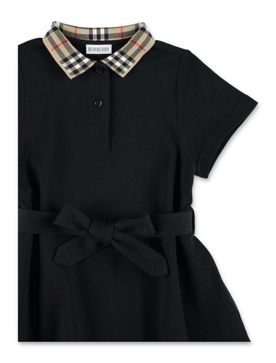  [키즈] 버버리 원피스 키즈 블랙 코튼 폴로 드레스 (체크 칼라) - BURBERRY