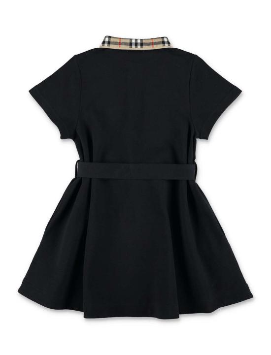  [키즈] 버버리 원피스 키즈 블랙 코튼 폴로 드레스 (체크 칼라) - BURBERRY