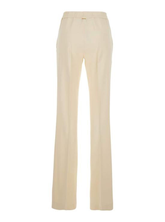  트윈셋 스트레이트 팬츠 신축성 있는 허리밴드와 로고 플레이트가 있는 베이지색  팬츠 - TWINSET