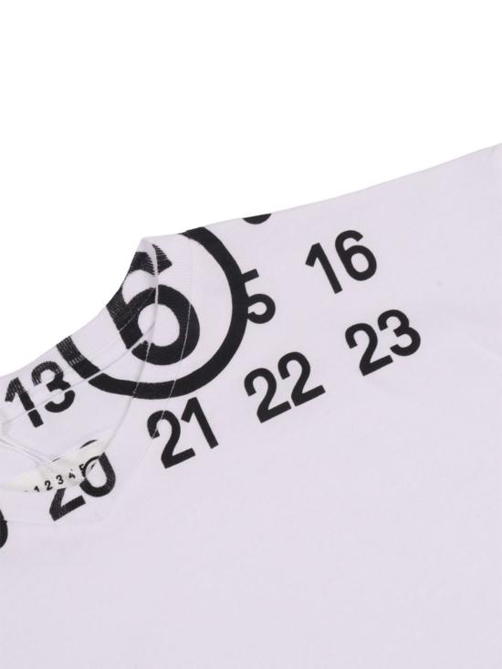  [키즈] MM6 메종마르지엘라 티셔츠 키즈 MM6 메종 마르지엘라 로고 티셔츠 화이트 - MM6 MAISON MARGIELA