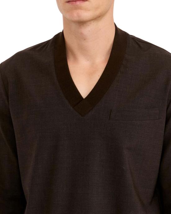  MM6 메종마르지엘라 긴팔 티셔츠 Mm6 메종 마르지엘라 테일러링 울 블렌드 긴팔  딥 브라운 - MM6 MAISON MARGIELA