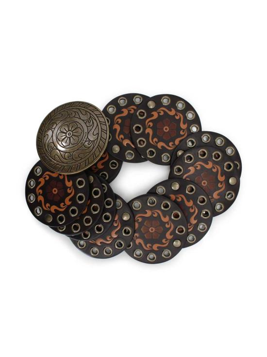  에트로 와이드 벨트 페이즐리 스터드  다크 브라운