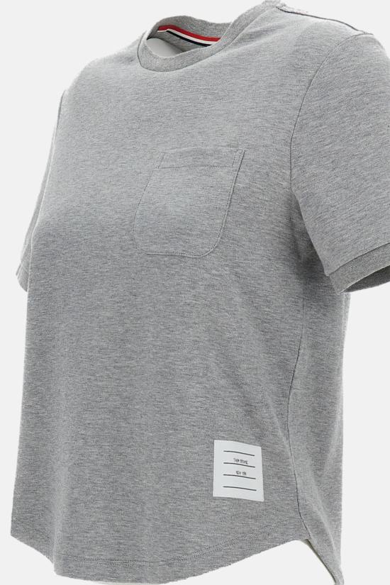  톰브라운 반팔 티셔츠 톰 브라운 코튼 밀라노 포켓 티셔츠 그레이 - THOM BROWNE