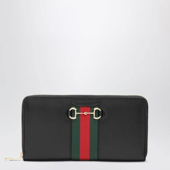 26SS 구찌 홀스빗 웹 집 어라운드 월렛 867124AAGOQ Black
