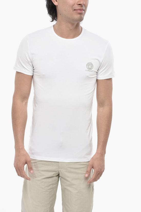  베르사체 반팔 티셔츠 AU10193 A232741 A40I Bianco Blu - VERSACE