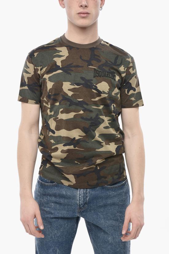  디스퀘어드2 반팔 티셔츠 S74GD1291 S23723 001S Marrone Verde Militare