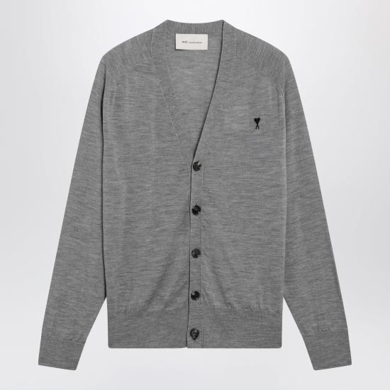 26SS 아미 톤온톤 하트 로고 알렉산드레 마티우시 울 가디건 HKC384KN0039 Grey