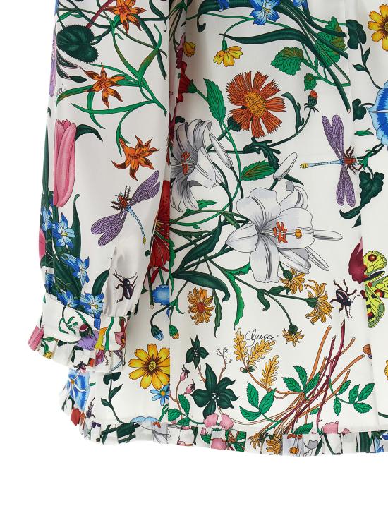 26SS 구찌 플로라 프린티드 실크 트윌 미니 드레스 864362ZAUU89413 White - GUCCI