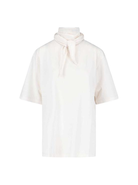  르메르 반팔 티셔츠 티셔츠와 스카프 세트 (크림색)