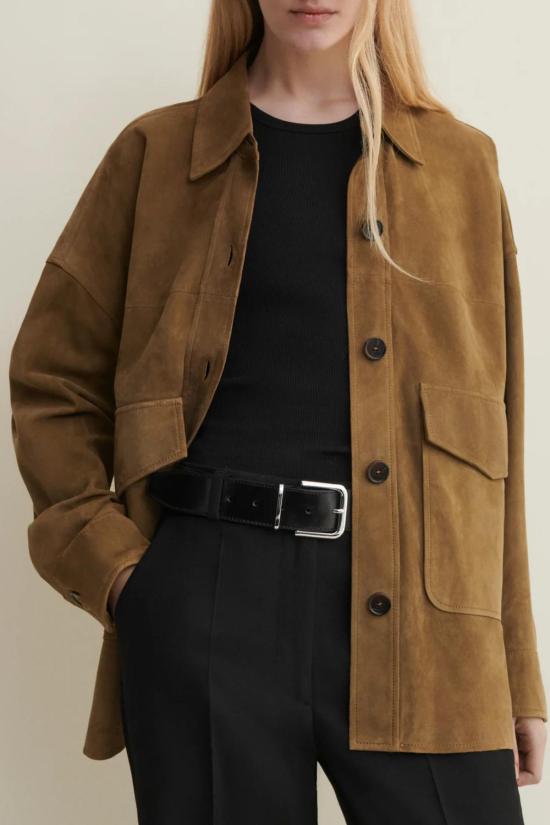  아르마 무스탕 케일리 스웨이드 셔츠 재킷 올리브 - ARMA