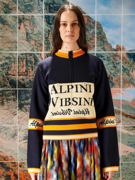  헨릭 빕스코브 스웨터 Henrik Vibskov 레이스 저지 긴소매 탑 네이비 Alpini - HENRIK VIBSKOV