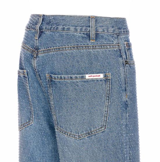  셀프 포트레이트 데님 팬츠 라인스톤 진 블루 - SELF PORTRAIT