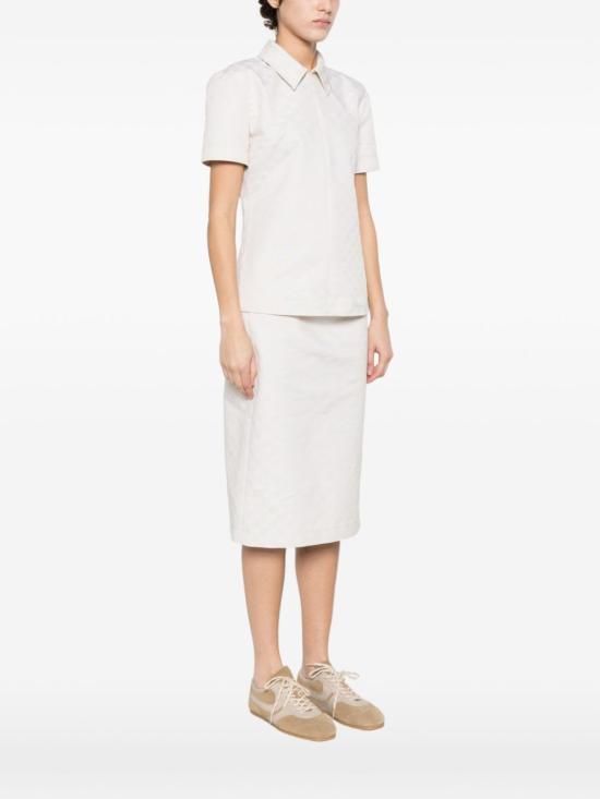  구찌 반팔 티셔츠 GG 코튼 블렌드 폴로 셔츠 베이지 - GUCCI