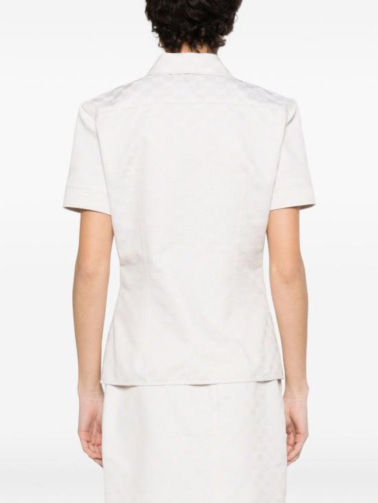  구찌 반팔 티셔츠 GG 코튼 블렌드 폴로 셔츠 베이지 - GUCCI