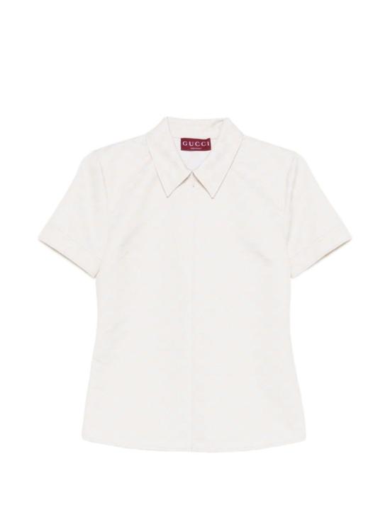  구찌 반팔 티셔츠 GG 코튼 블렌드 폴로 셔츠 베이지