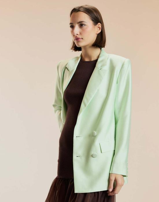  신시아 로리 수트 자켓 신시아 로울리 더 브레이커스 더블 브레스티드 블레이저 민트 - CYNTHIA ROWLEY