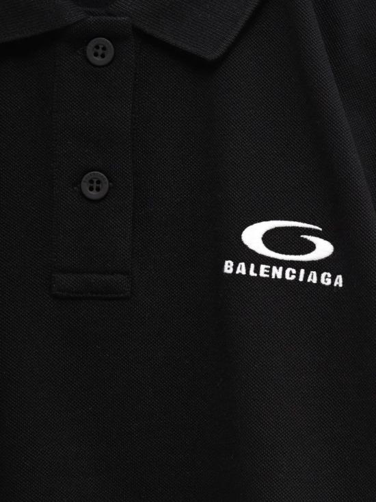  발렌시아가 반팔 티셔츠 코튼 폴로 셔츠 블랙 - BALENCIAGA