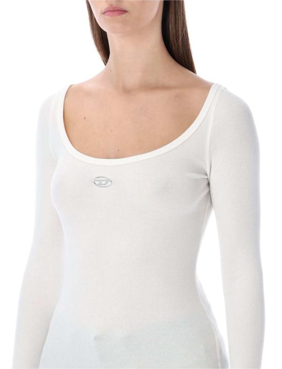  디젤 긴팔 티셔츠 T Bal Od 긴팔 골지 면 티셔츠 화이트 - DIESEL