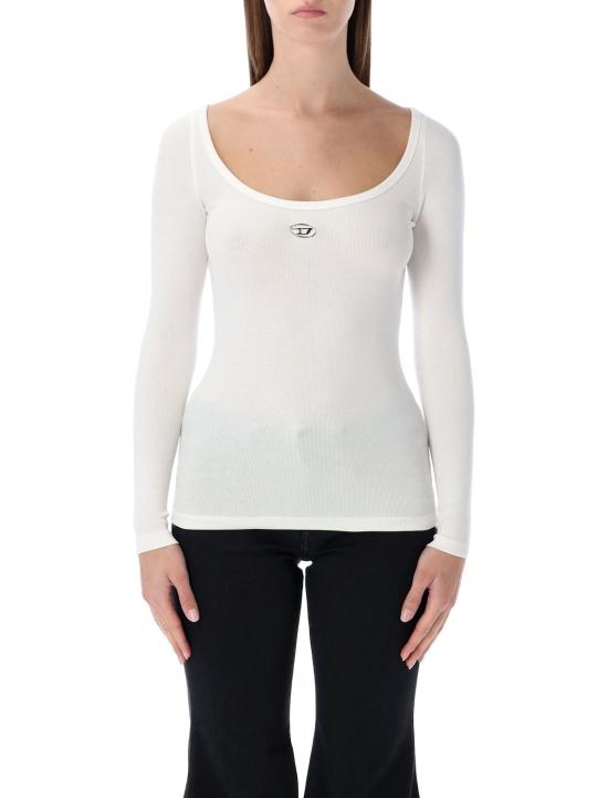  디젤 긴팔 티셔츠 T Bal Od 긴팔 골지 면 티셔츠 화이트