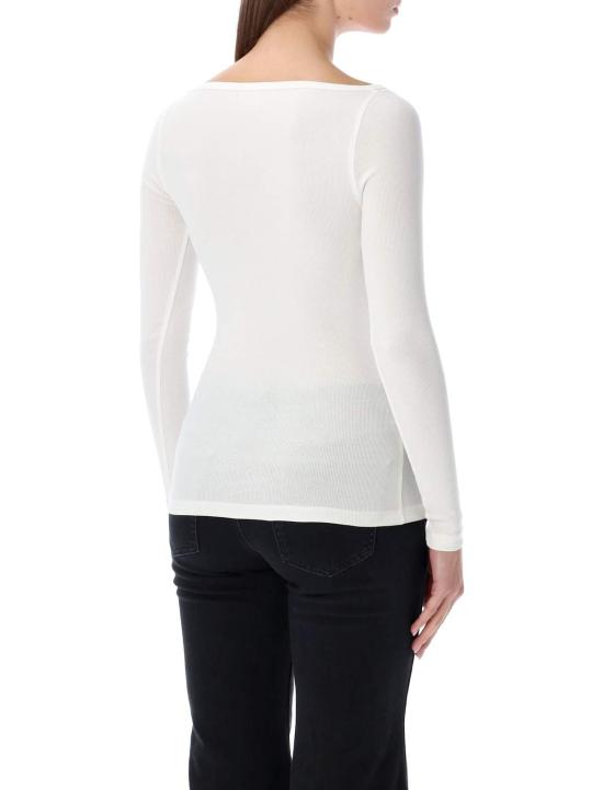  디젤 긴팔 티셔츠 T Bal Od 긴팔 골지 면 티셔츠 화이트 - DIESEL