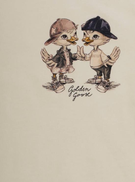  [키즈] 골든구스 티셔츠 어린이용 골든 구스 크루넥 티셔츠 (앞면 프린트, 흰색) - GOLDEN GOOSE