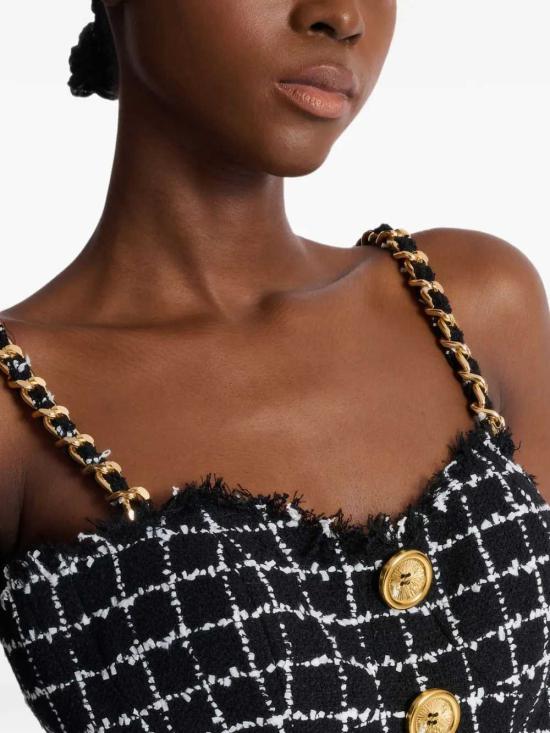 26SS 발망 민소매 티셔츠 GF1AD406XL62 EAB EAB NOIR BLANC EAB - BALMAIN