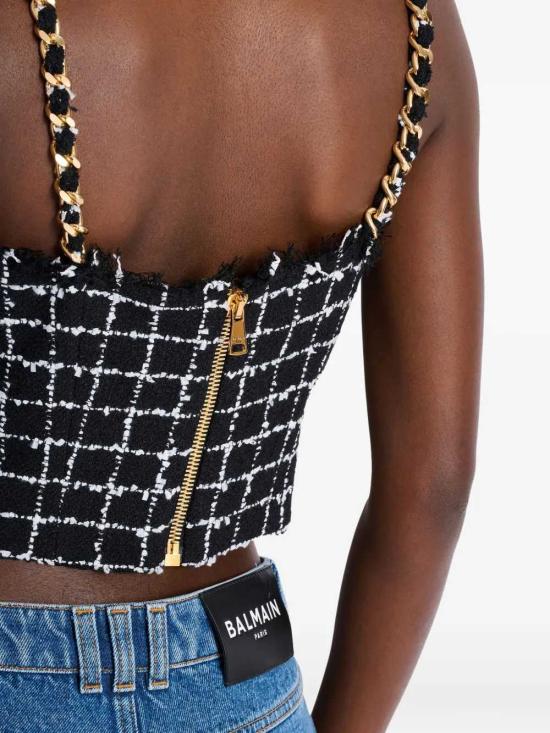 26SS 발망 민소매 티셔츠 GF1AD406XL62 EAB EAB NOIR BLANC EAB - BALMAIN