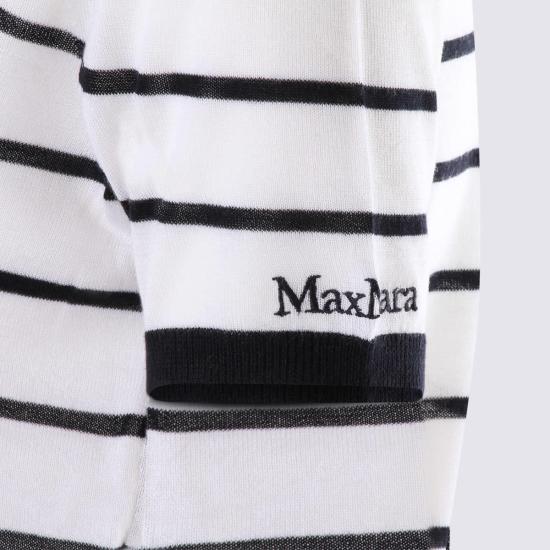  막스마라 반팔 티셔츠 울 블렌드 티셔츠 아보리/블루 - MAX MARA