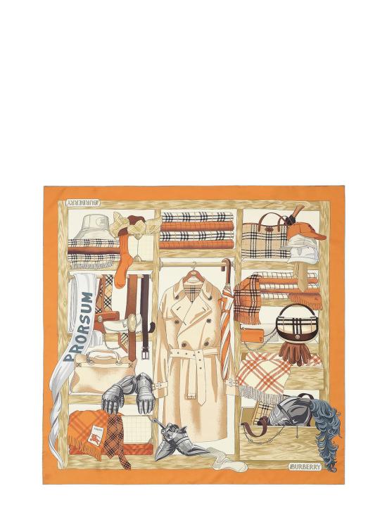  버버리 머플러/스카프 실크 풀라드 스카프 펌킨오렌지